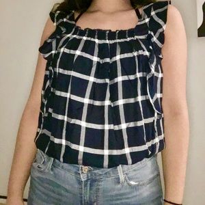 Blue and White Blouse